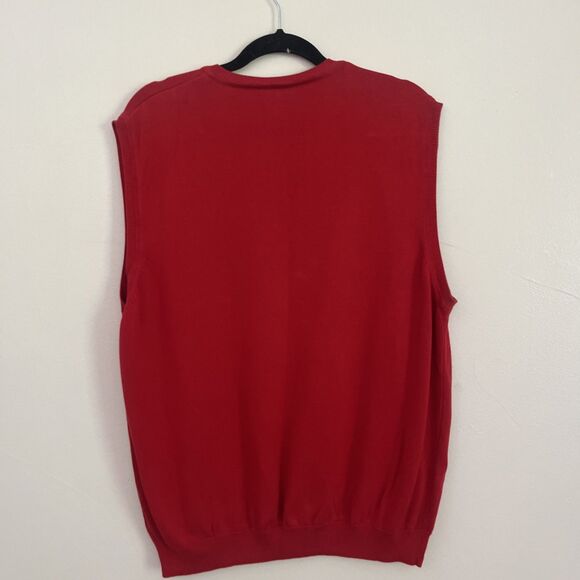 COLONY SPORTSWEAR Tencel Cotton Ribbed Cuff V Neck Knit Sweater Vest, Red- XL - Picture 8 of 11